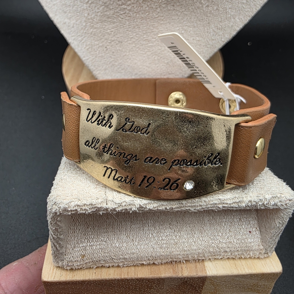 Gold and Tan Inspirational Bracelet (2056)